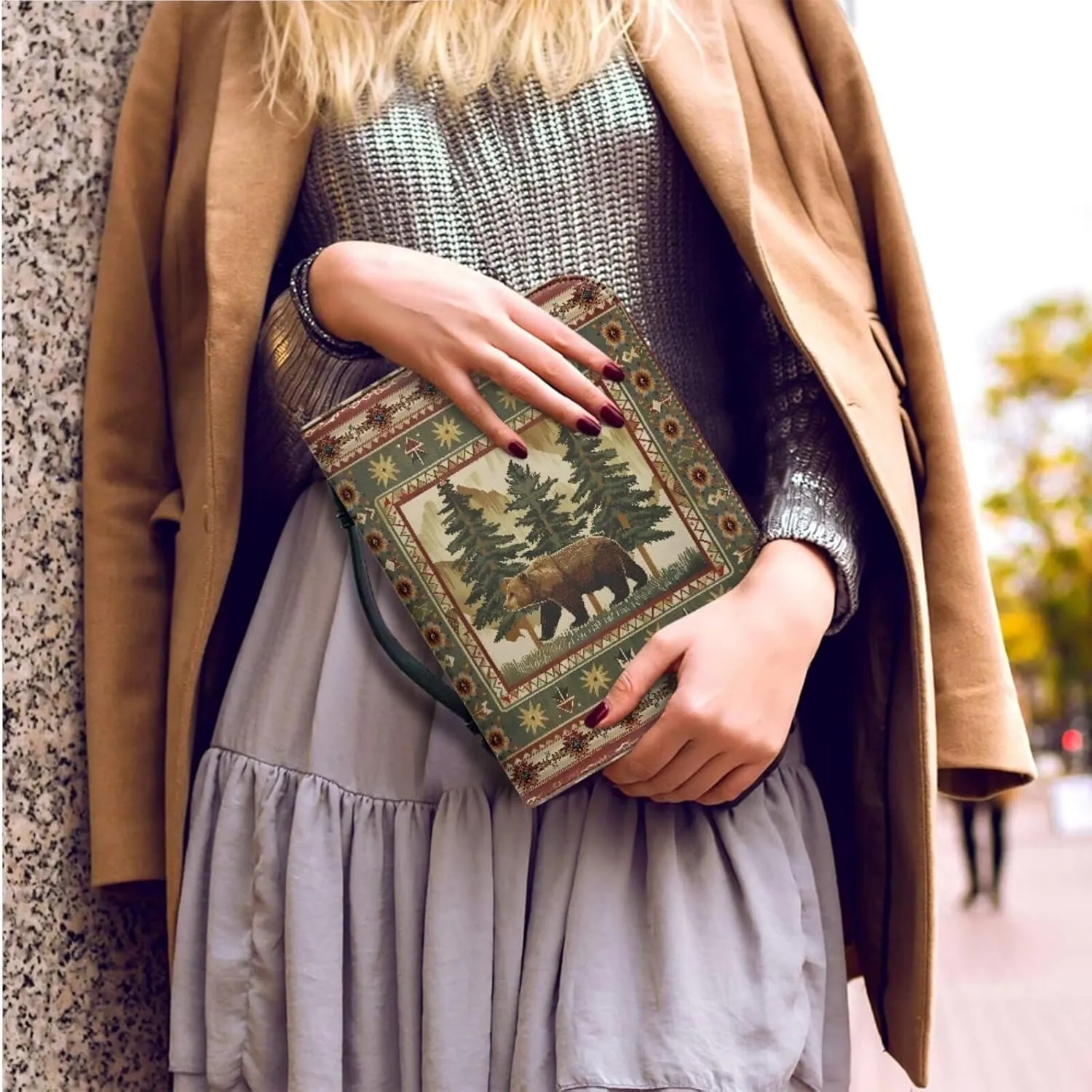 Bible Cover Bible Case for Kids PU Leather Bible Bag Bible Tote Bag Church Book Cover with Handle Bookmark for Women