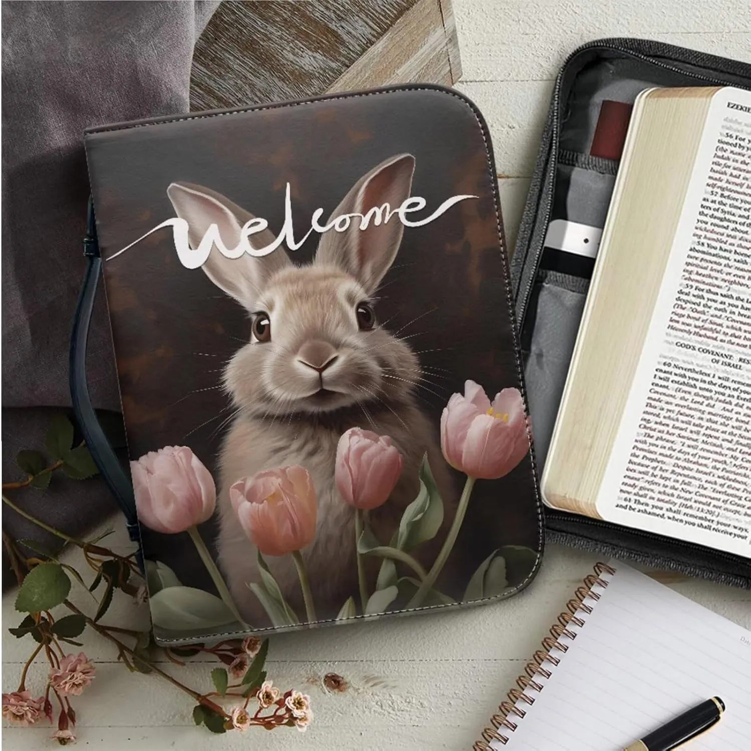 Bible Cover Bible Case for Kids PU Leather Bible Bag Bible Tote Bag Church Book Cover with Handle Bookmark for Women