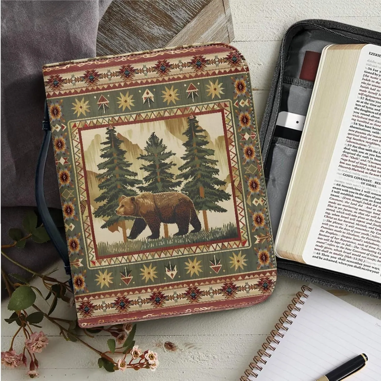 Bible Cover Bible Case for Kids PU Leather Bible Bag Bible Tote Bag Church Book Cover with Handle Bookmark for Women