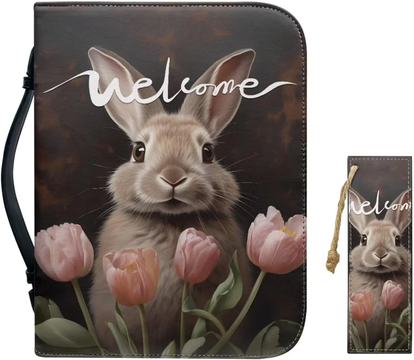 Bible Cover Bible Case for Kids PU Leather Bible Bag Bible Tote Bag Church Book Cover with Handle Bookmark for Women