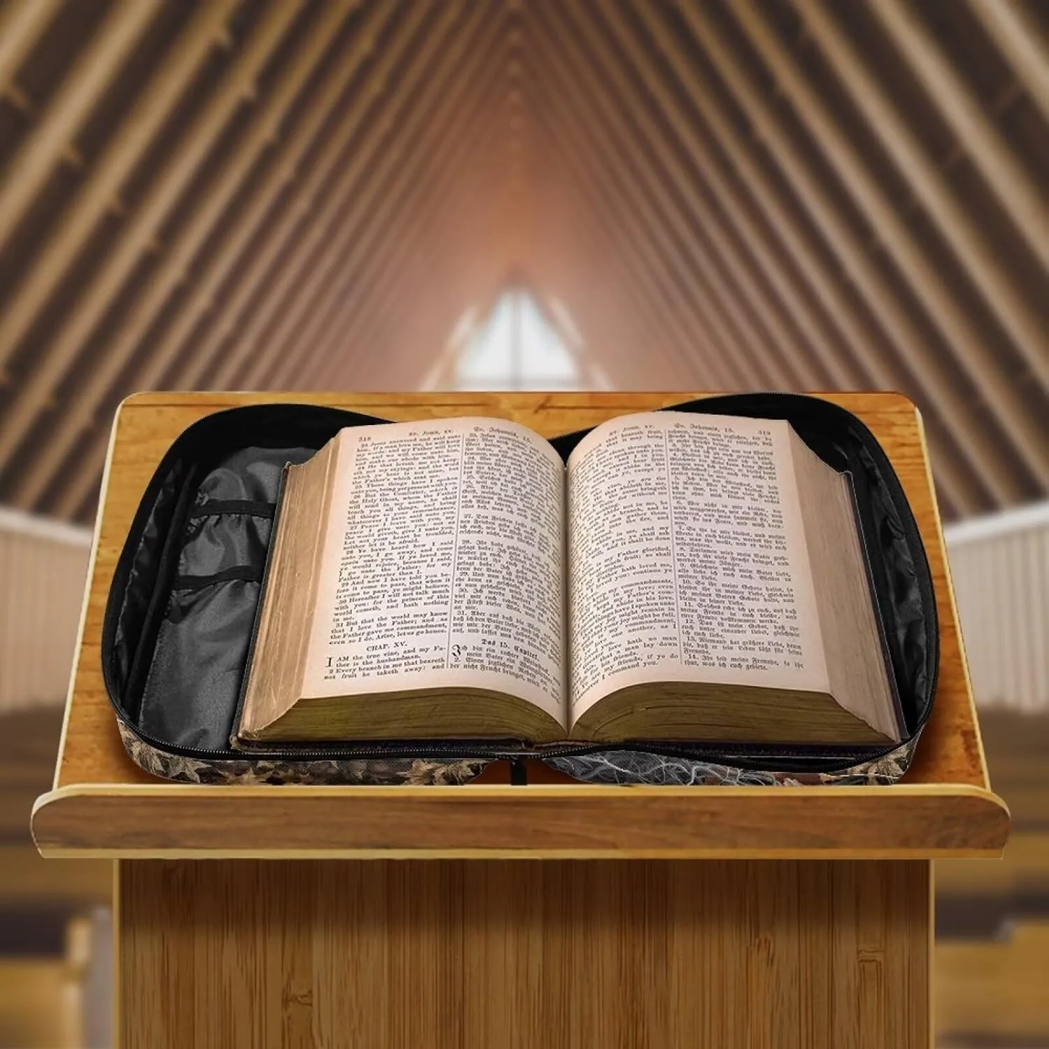 Bible Cover Church Carrying Book Case Polyester Bible Protective with Pen Slots and Zippered Pocket Customizable