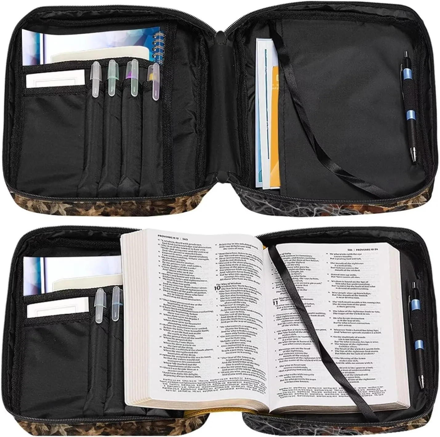 Bible Cover Church Carrying Book Case Polyester Bible Protective with Pen Slots and Zippered Pocket Customizable
