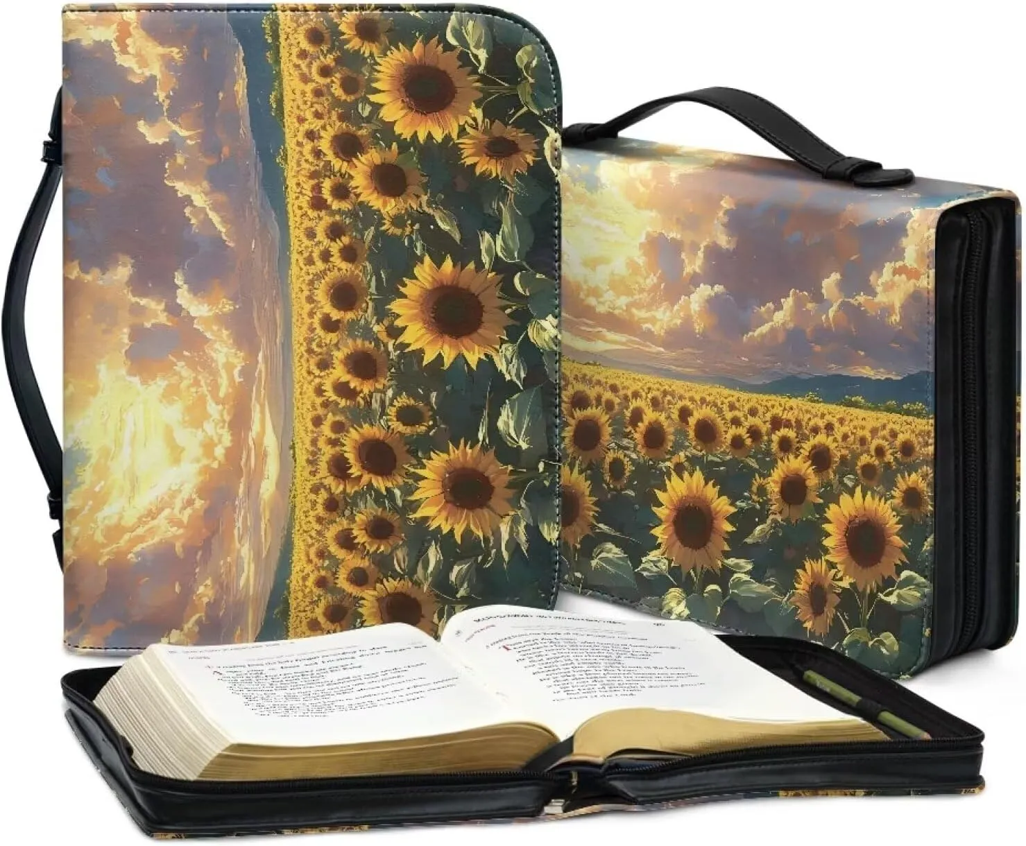 Bible Cover for Women, Waterproof Leather Bible Case, Large Capacity Bible Carrying Organizer Bag with Pockets