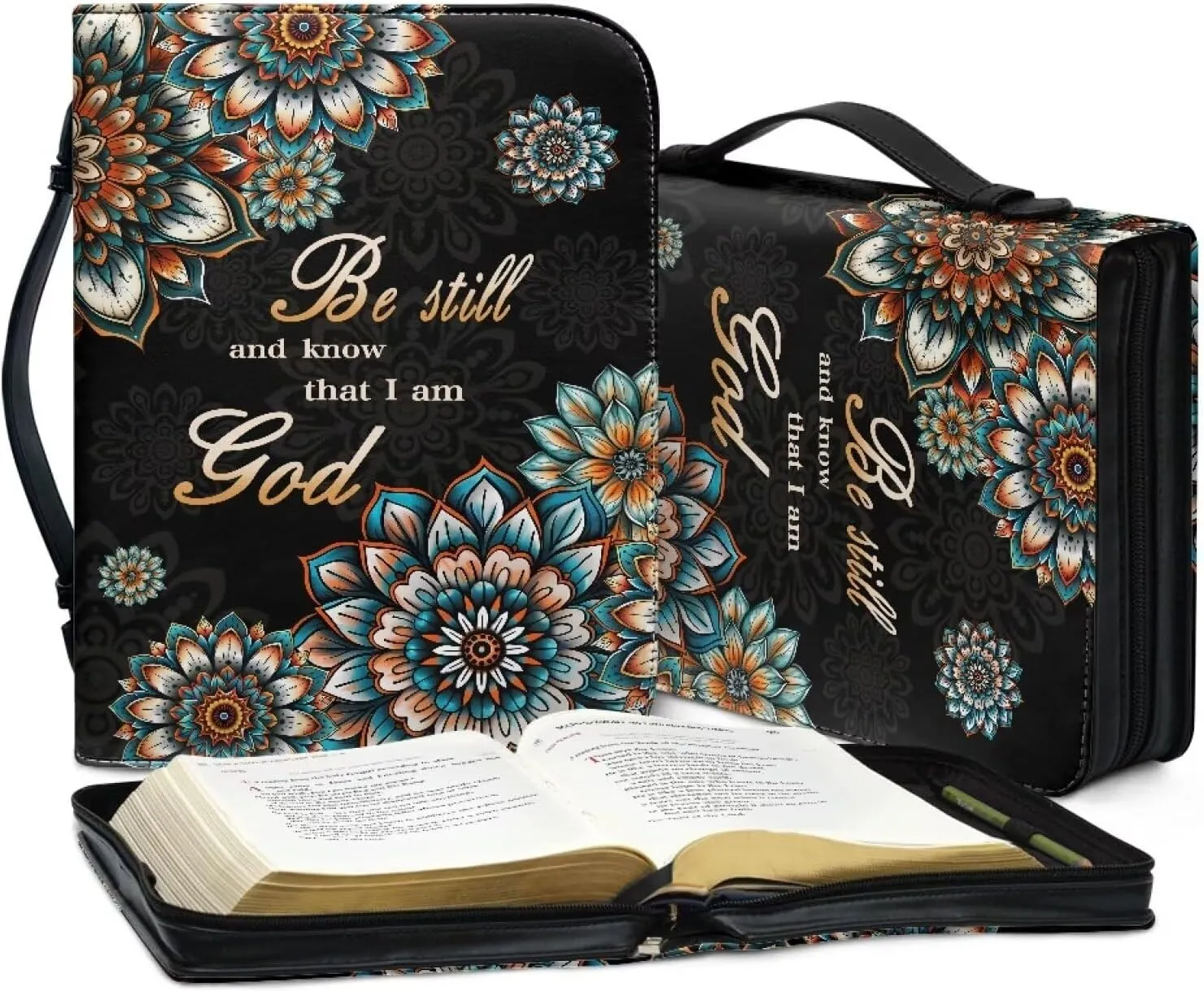Bible Covers, Stylish Leather Bible Carrying Bag for Women, Lightweight Bible Bag Journal Case with Handle