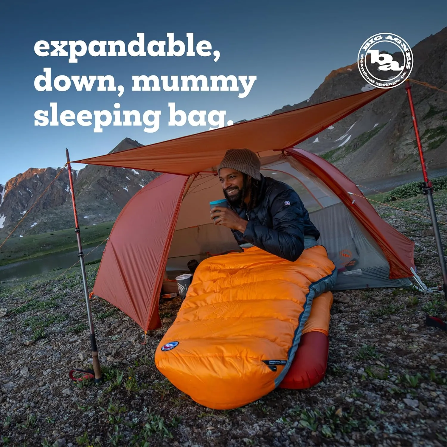 Big Agnes Torchlight EXP - 650 RDS DownTek Ultralight Sleeping Bag, Backpacking Gear, Compact Cold Weather Camping Mummy