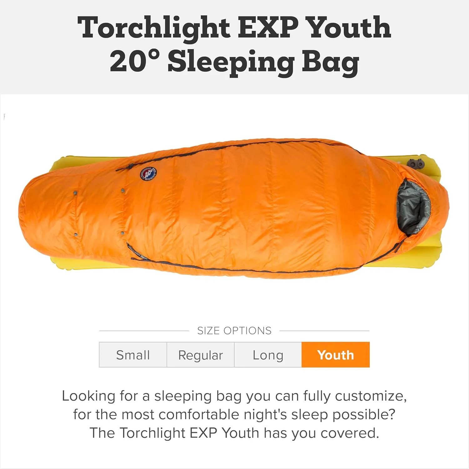 Big Agnes Torchlight EXP - 650 RDS DownTek Ultralight Sleeping Bag, Backpacking Gear, Compact Cold Weather Camping Mummy