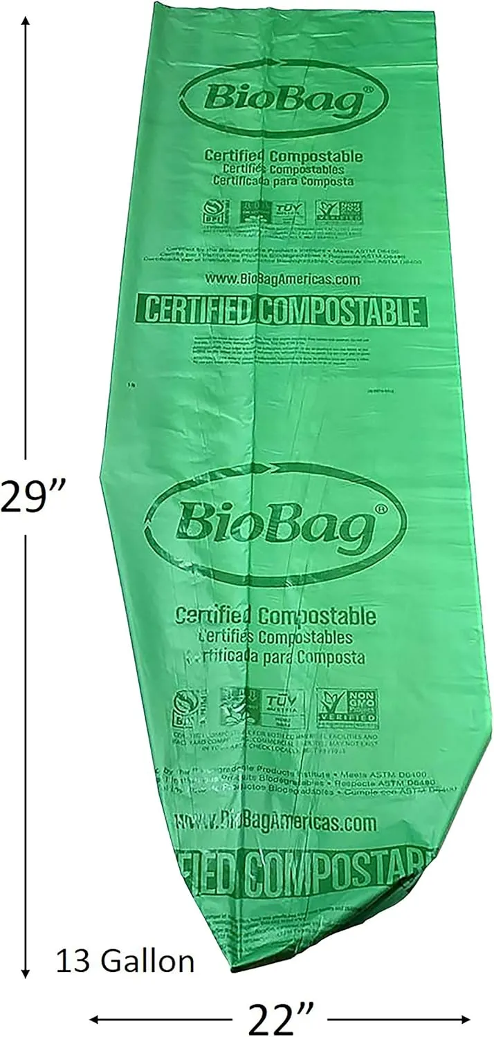 BioBag (USA), The Original Compostable Bag, 13 Gallon, 48 Total Count, 100% Certified Compostable Kitchen Food Scrap Bags, Kitchen Compost Trash Bin Compatible