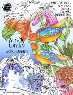 Bird Garden Adult Colouring Book: Themed Gift Packs to Colour and Assemble - Pages, Cards, Envelopes, Bookmarks, Gift Bags & Tags Paperback – May 12, 2019