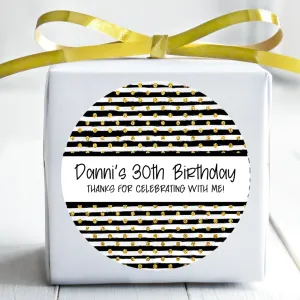 Black And Gold Birthday Stickers