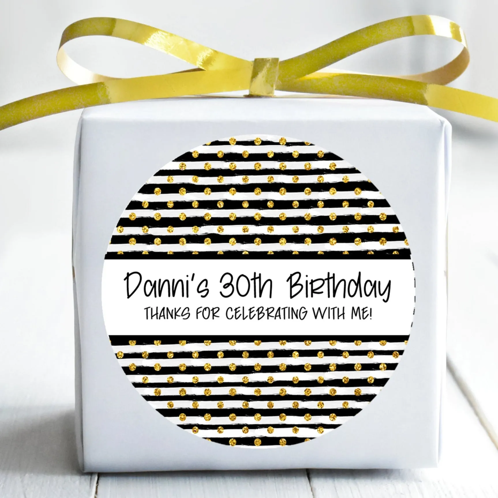 Black And Gold Birthday Stickers