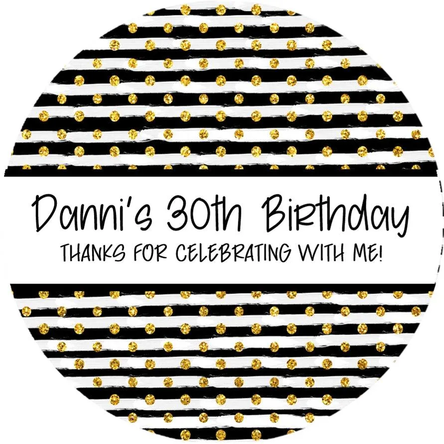 Black And Gold Birthday Stickers