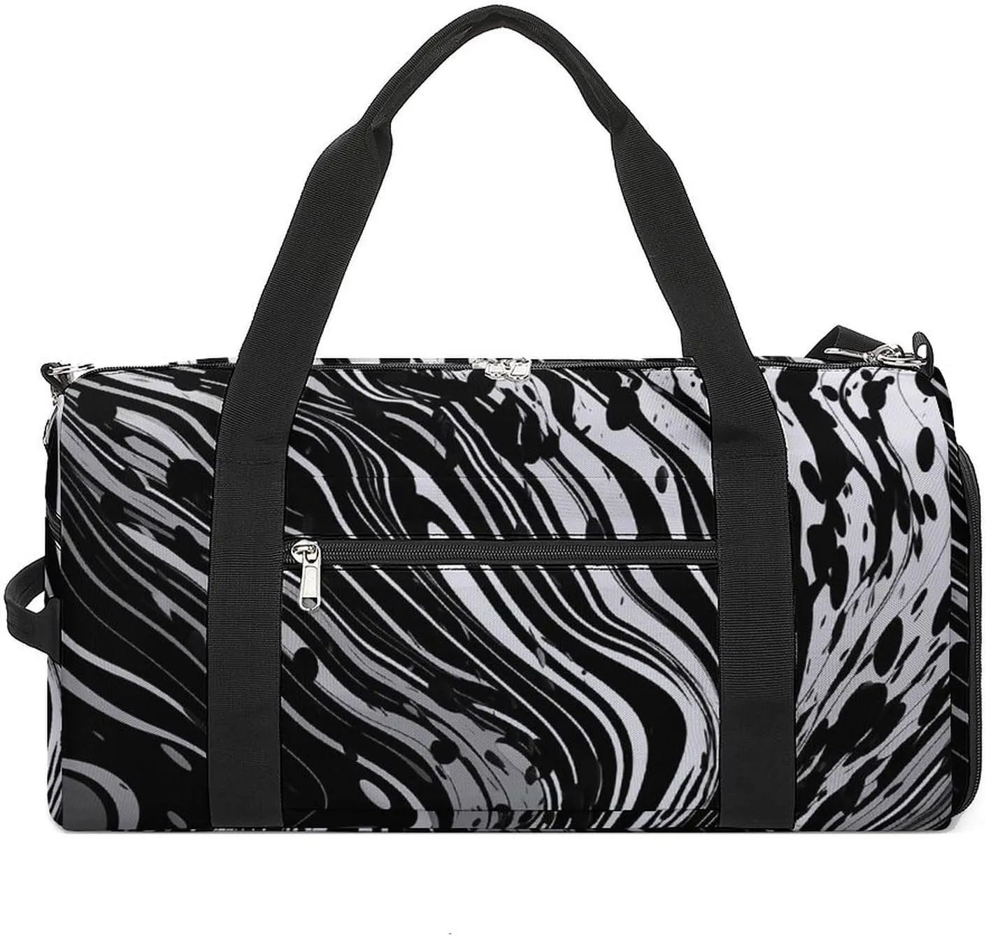 Black Curve Style Gym Bag Travel Duffel Bags for Men Women Large Weekender Bags Carry On Overnight Duffle Bag with Shoe Compartment for Workout