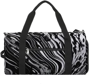 Black Curve Style Gym Bag Travel Duffel Bags for Men Women Large Weekender Bags Carry On Overnight Duffle Bag with Shoe Compartment for Workout