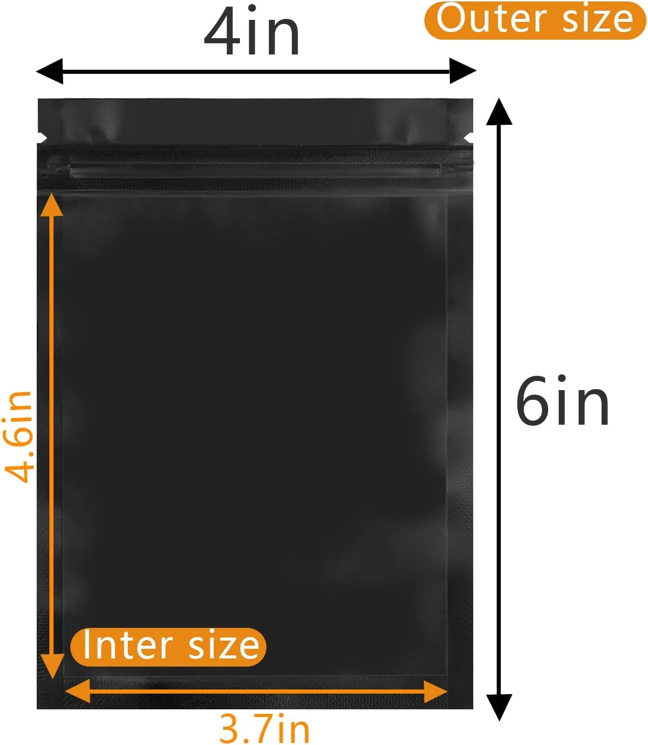 Black Resealable Bags 4x6 Inch 350 Pack Packaging Bags Foil Pouch Bag Double-Sided Matte Black Flat Bag Heat Sealable