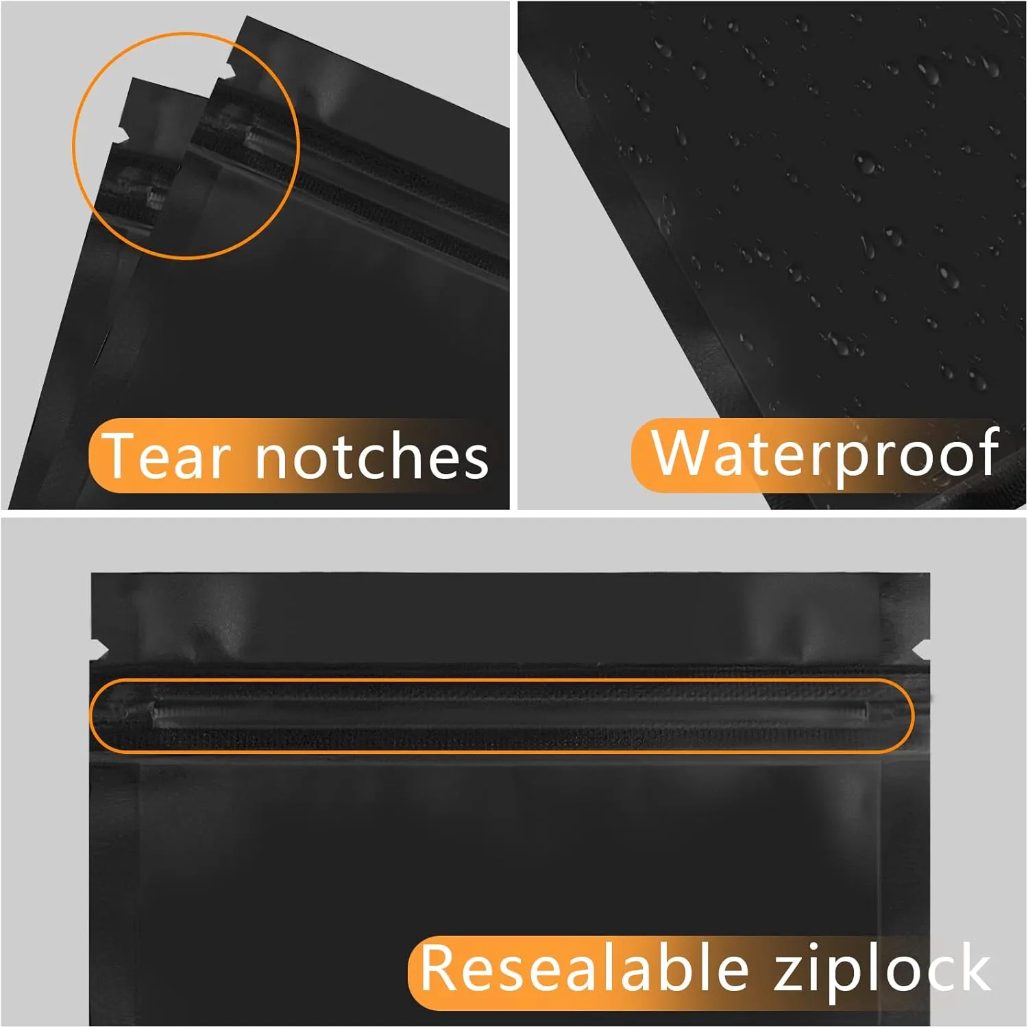 Black Resealable Bags 4x6 Inch 350 Pack Packaging Bags Foil Pouch Bag Double-Sided Matte Black Flat Bag Heat Sealable