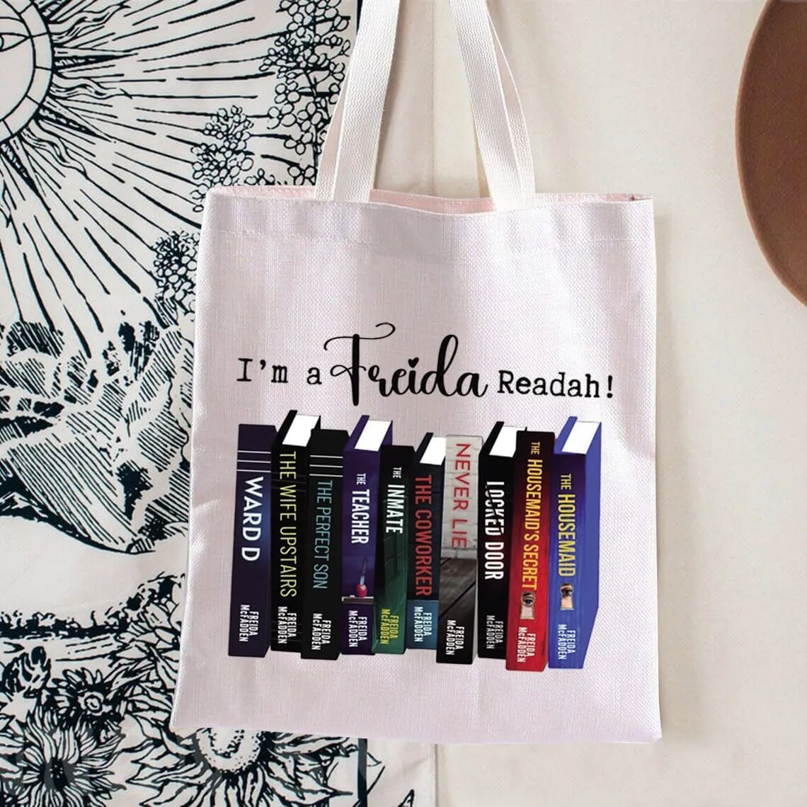 BLUPARK I'm a Freida Readah Tote Bag For Women Book Lover Tote Bag Bookstack Gifts Reader Shoulder Bag Bookish Lover Gift