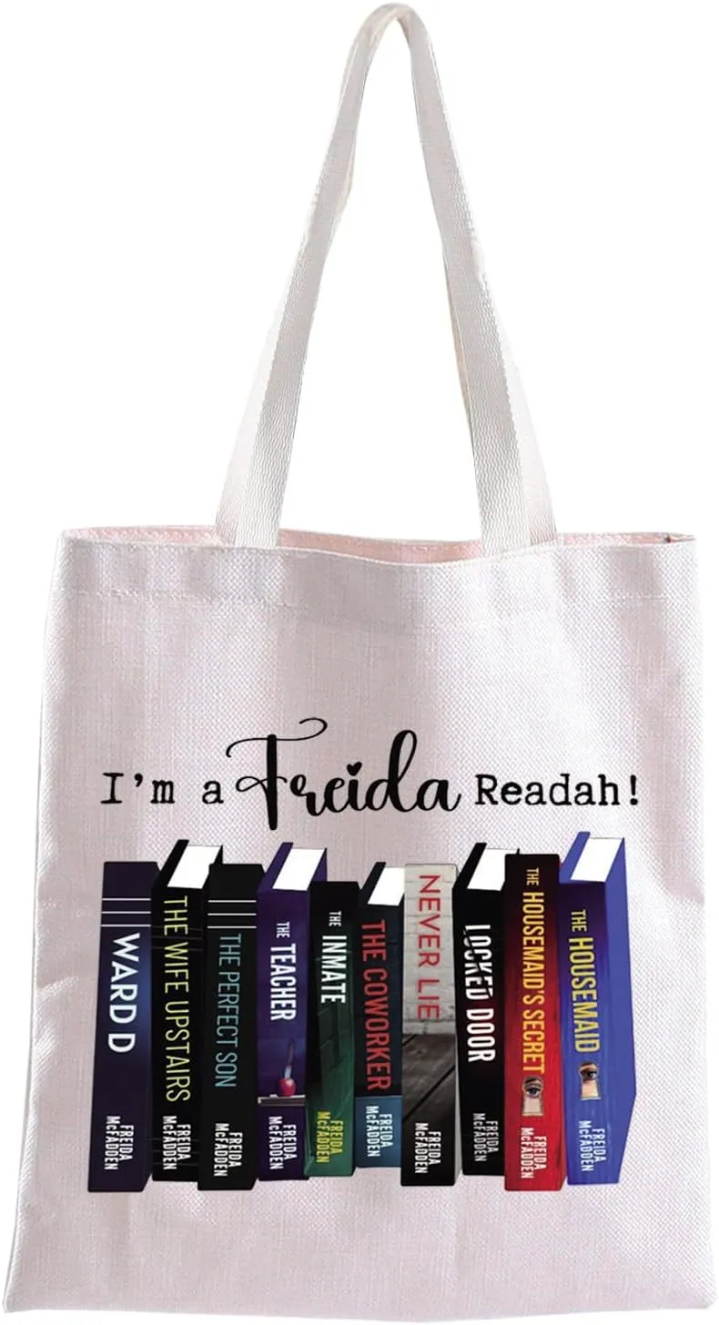 BLUPARK I'm a Freida Readah Tote Bag For Women Book Lover Tote Bag Bookstack Gifts Reader Shoulder Bag Bookish Lover Gift