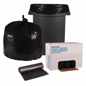 Boardwalk Recycled Low-Density Polyethylene Can Liners, 33 Gallon Garbage Bags, 1.2 mil, 33" x 39", Black, 10 Bags/Roll, 10 Rolls/Carton