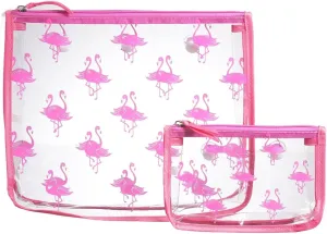 BOGG BAG Clear Designer Zipper Insert (Set of 2) Travel Organizer Storage Pop In Original Bogg and Baby (Pink Flamingo)