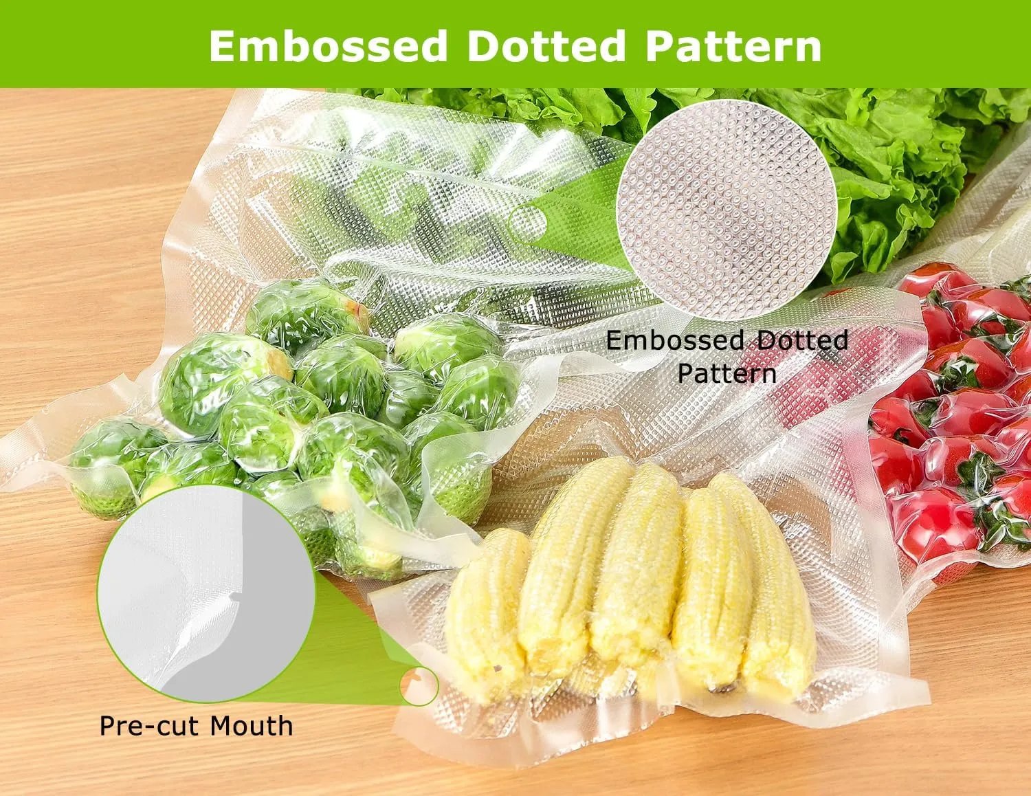 Bonsenkitchen Precut Vacuum Sealer Bags, 20 Gallon 11" x 16"  80 Quart 8" x 12"  50 Pint 6" x 10", Commercial Grade, BPA Free, Food Sealer Bags for Vac Storage, Meal Prep or Sous Vide Cooking, VB15