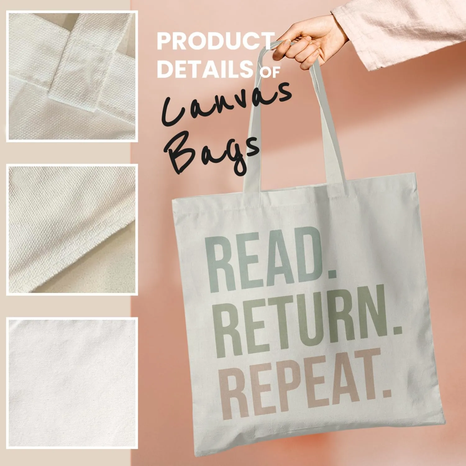 Book Canvas Tote Bag for Women Book Lovers,Reusable Shopping Bags Grocery Bags, Readers Bookworm Gift Ideas