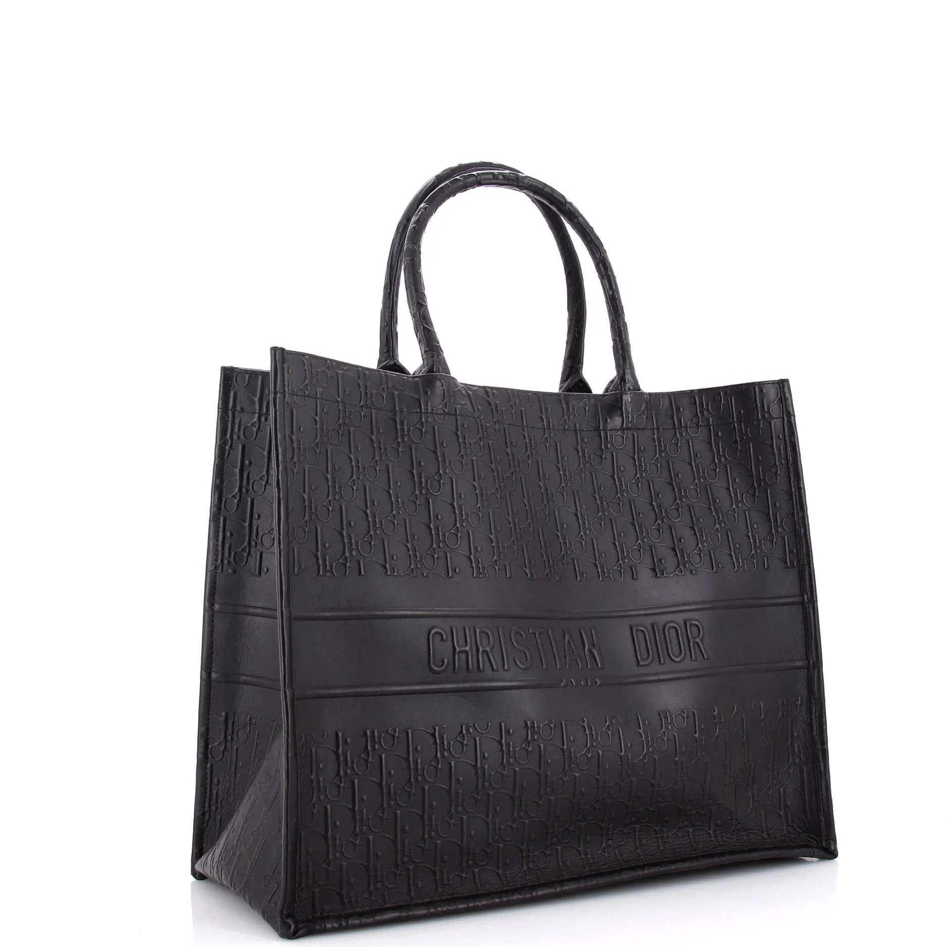 Book Tote Oblique Embossed Calfskin Large