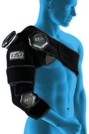 Bownet ICE20 Combo Arm and Shoulder Ice Pack Wrap - Refillable and Removable ICE20 Bags - Shoulder Ice Therapy Wrap - Effective Therapy for Injuries and Pain Relief (One Size, Black)