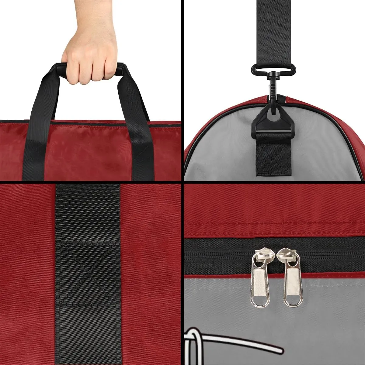 Boxing Grey Bag Large Gym Bag Custom Duffel Bag for Women Luggage Bag for Adults Weekender Carry on Duffle Bags Men Football Bags for Equipment