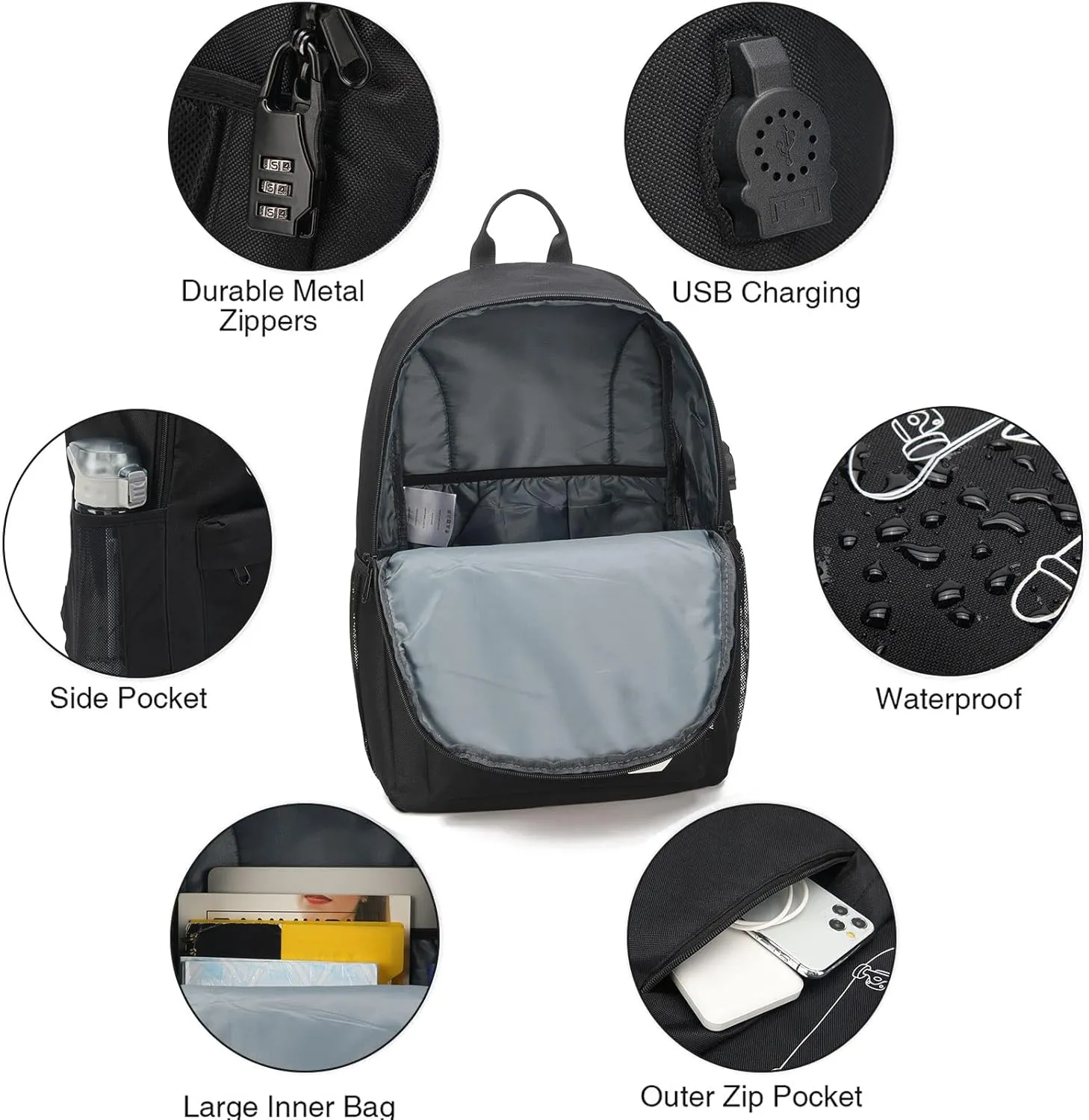 Boys Backpacks for Middle School Elementary, Kids Bookbags for Teens Boys, College School Bags for Boys with Lunch Box and Pencil Case, Waterproof Travel Back Pack