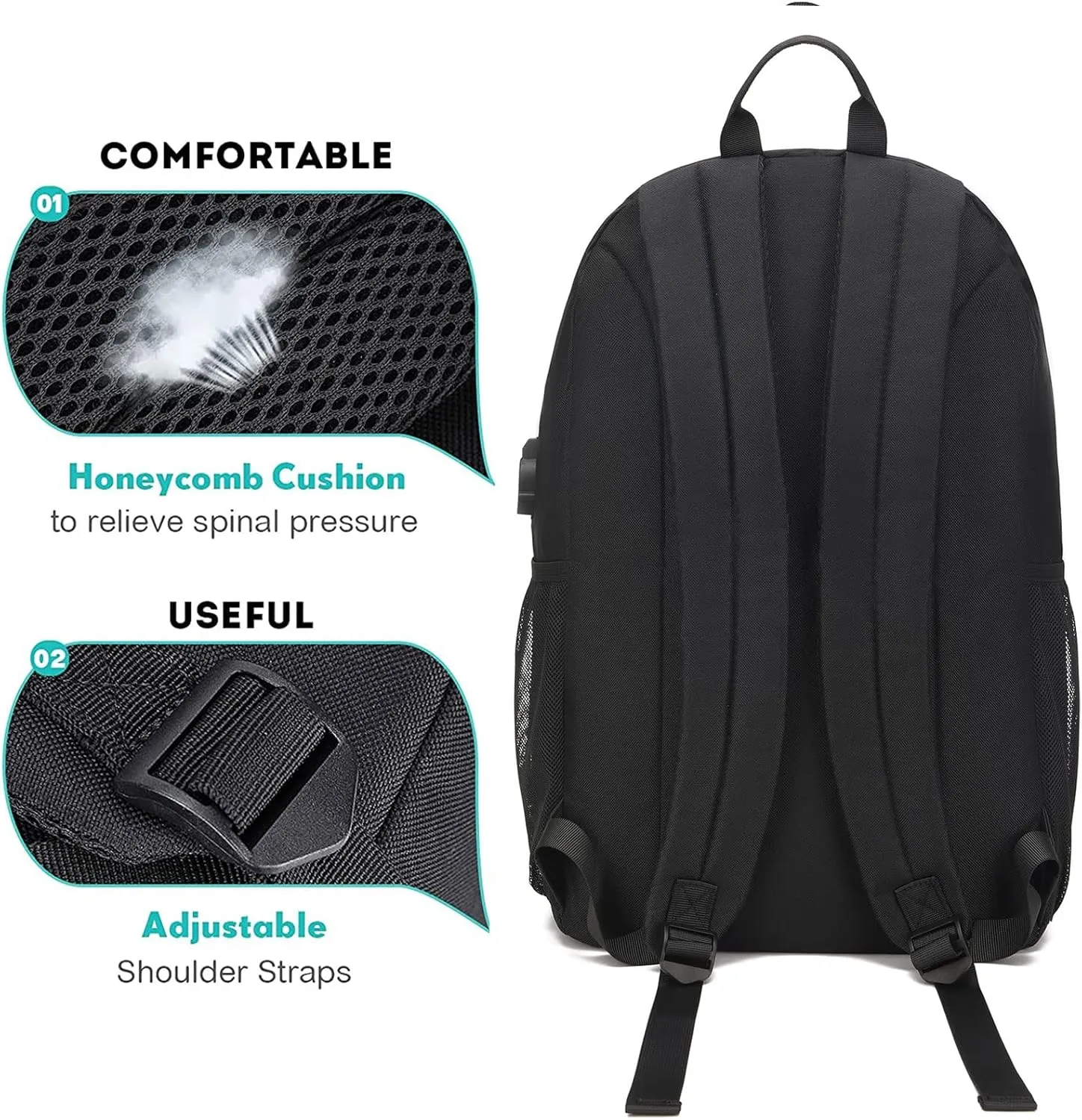 Boys Backpacks for Middle School Elementary, Kids Bookbags for Teens Boys, College School Bags for Boys with Lunch Box and Pencil Case, Waterproof Travel Back Pack