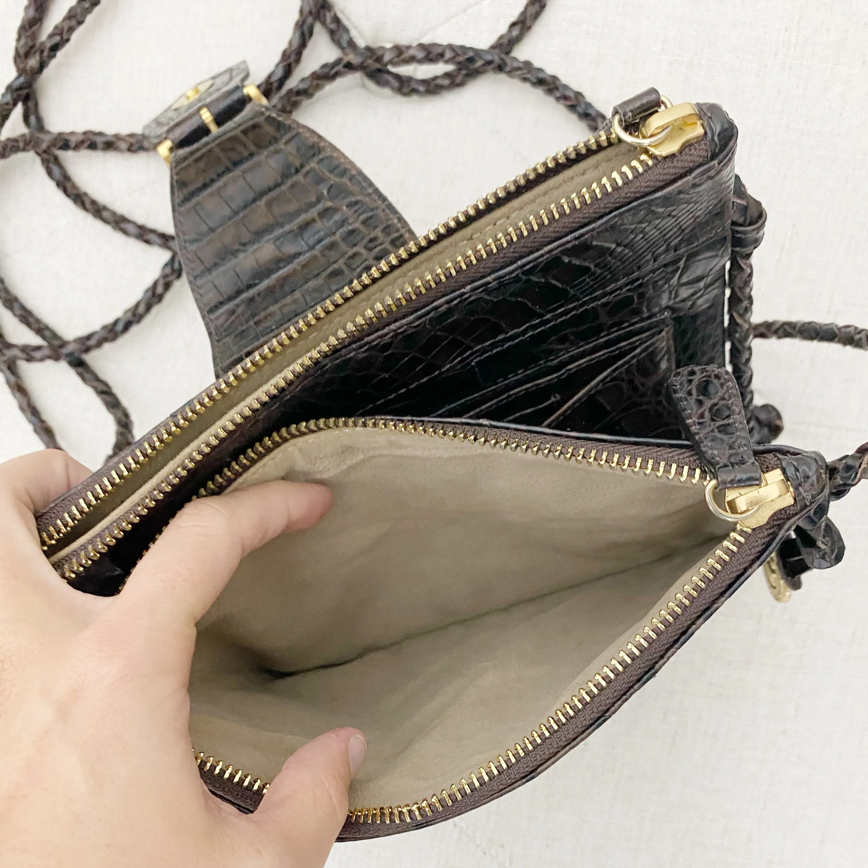 Brahmin Croc embossed Crossbody Bag