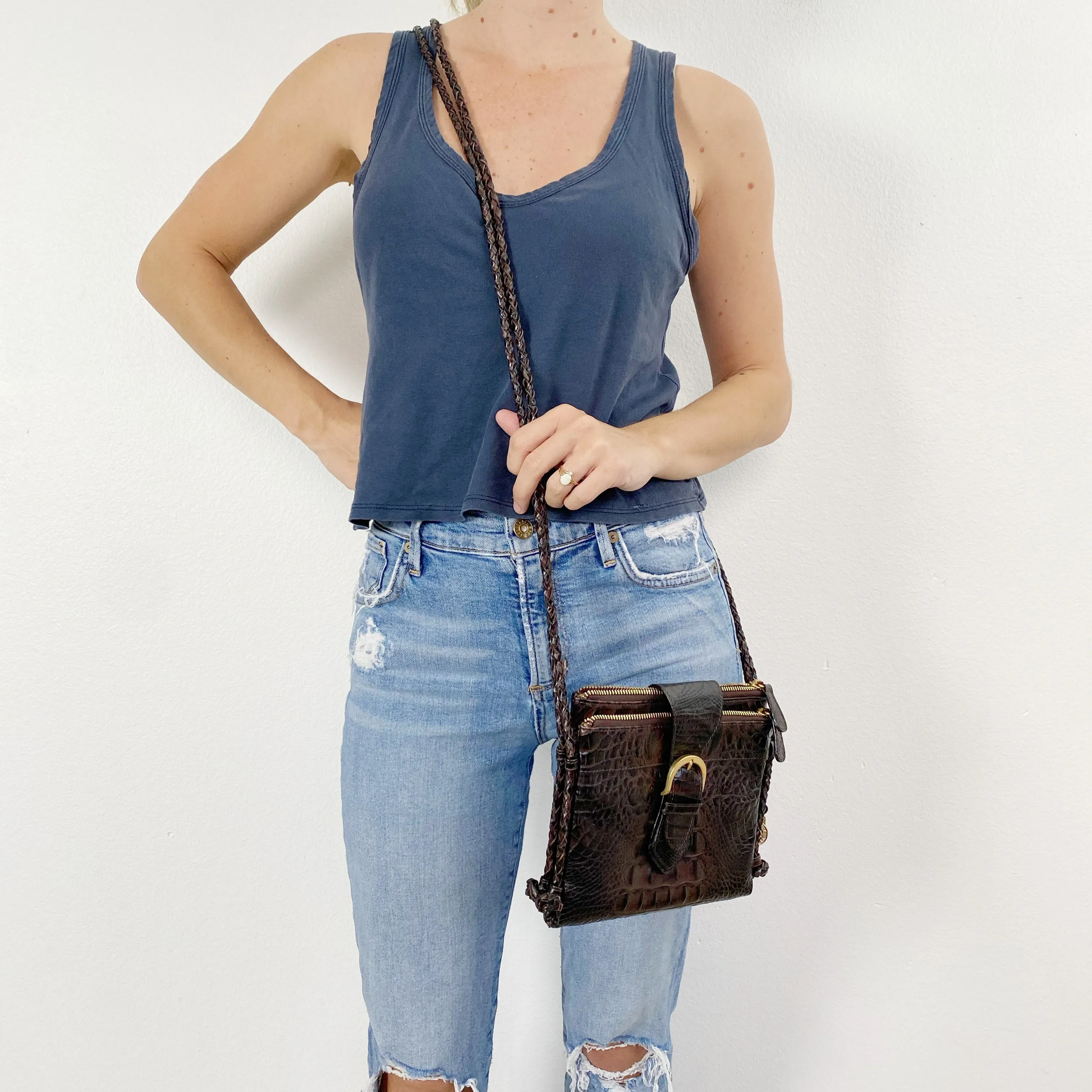 Brahmin Croc embossed Crossbody Bag