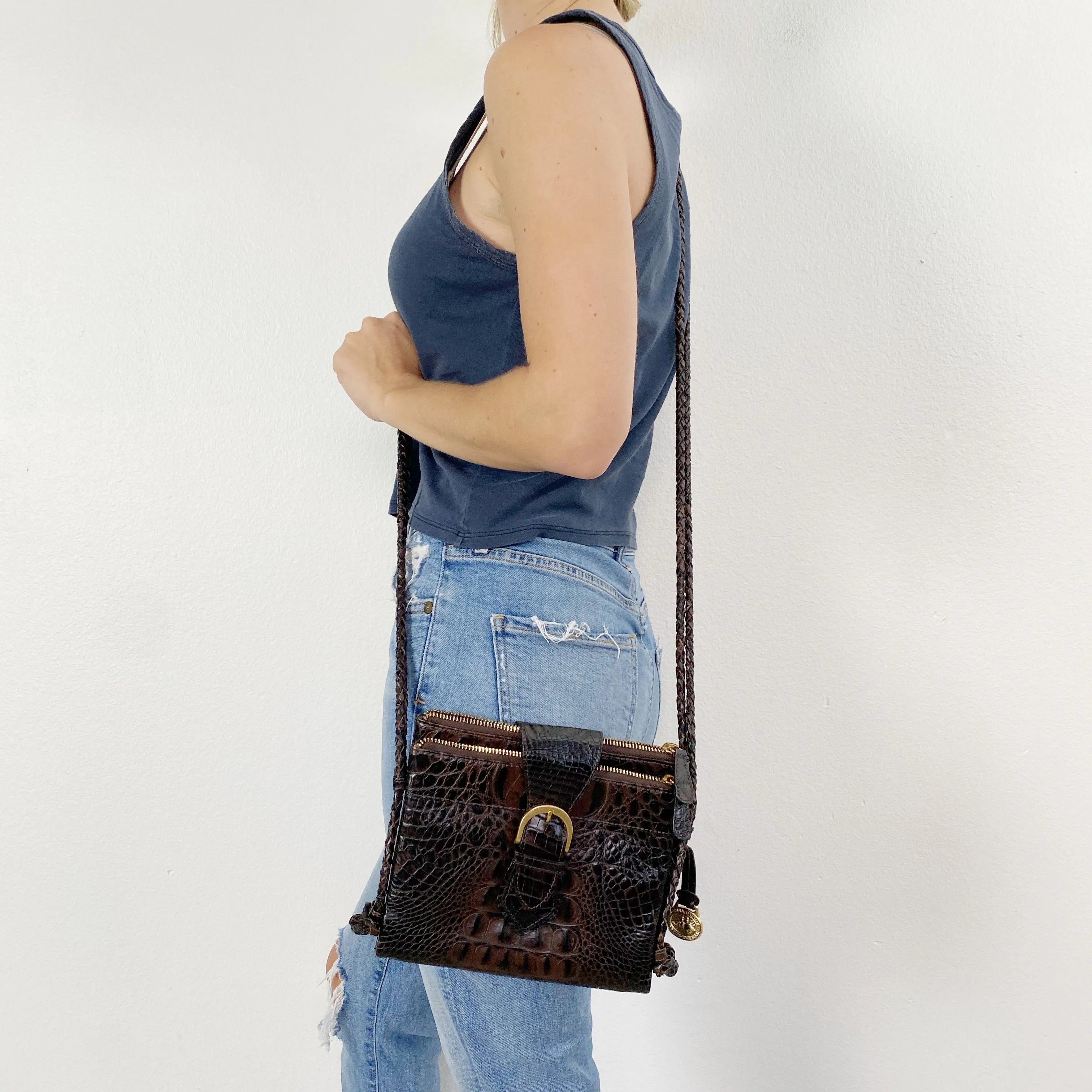 Brahmin Croc embossed Crossbody Bag
