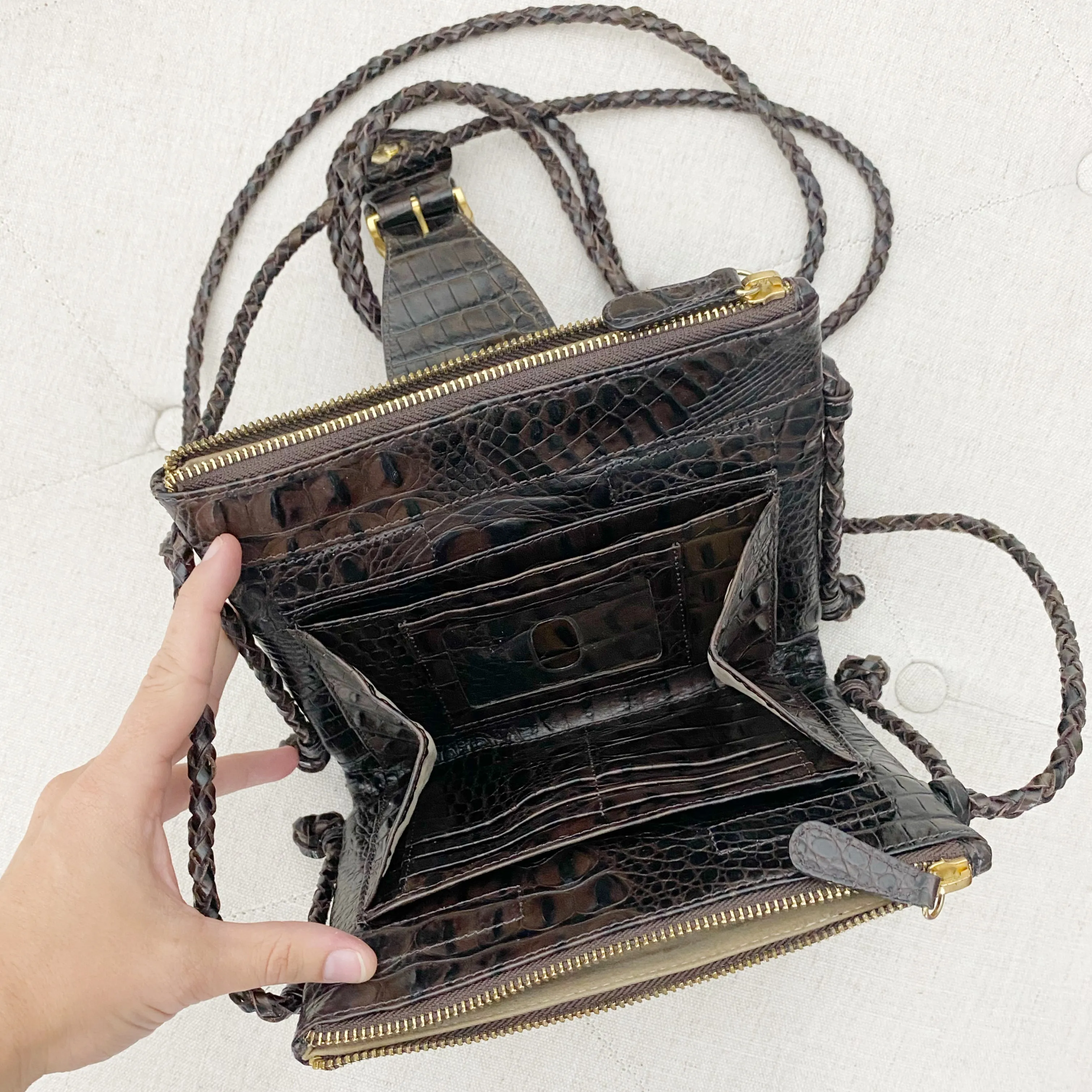 Brahmin Croc embossed Crossbody Bag
