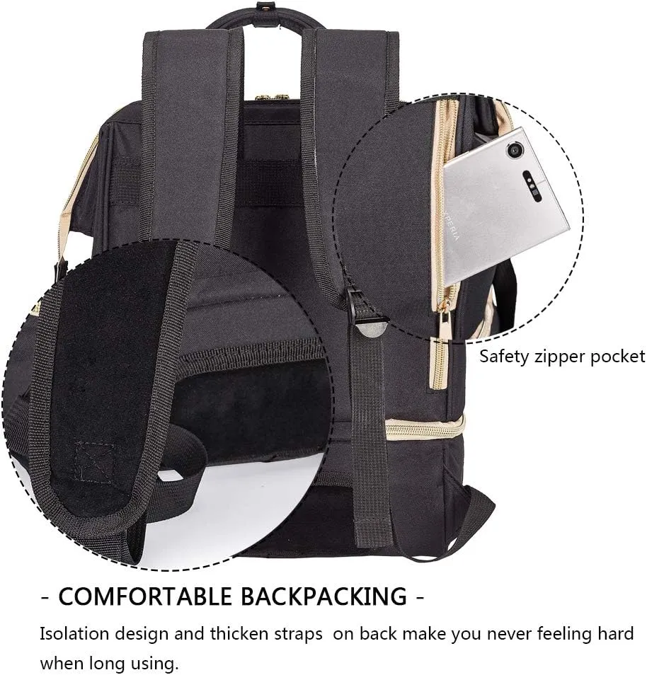 Breast Pump Backpack - Cooler and Moistureproof Bag Double Layer for Mother Outdoor Working Backpack with USB Charging Port, Large (Black)
