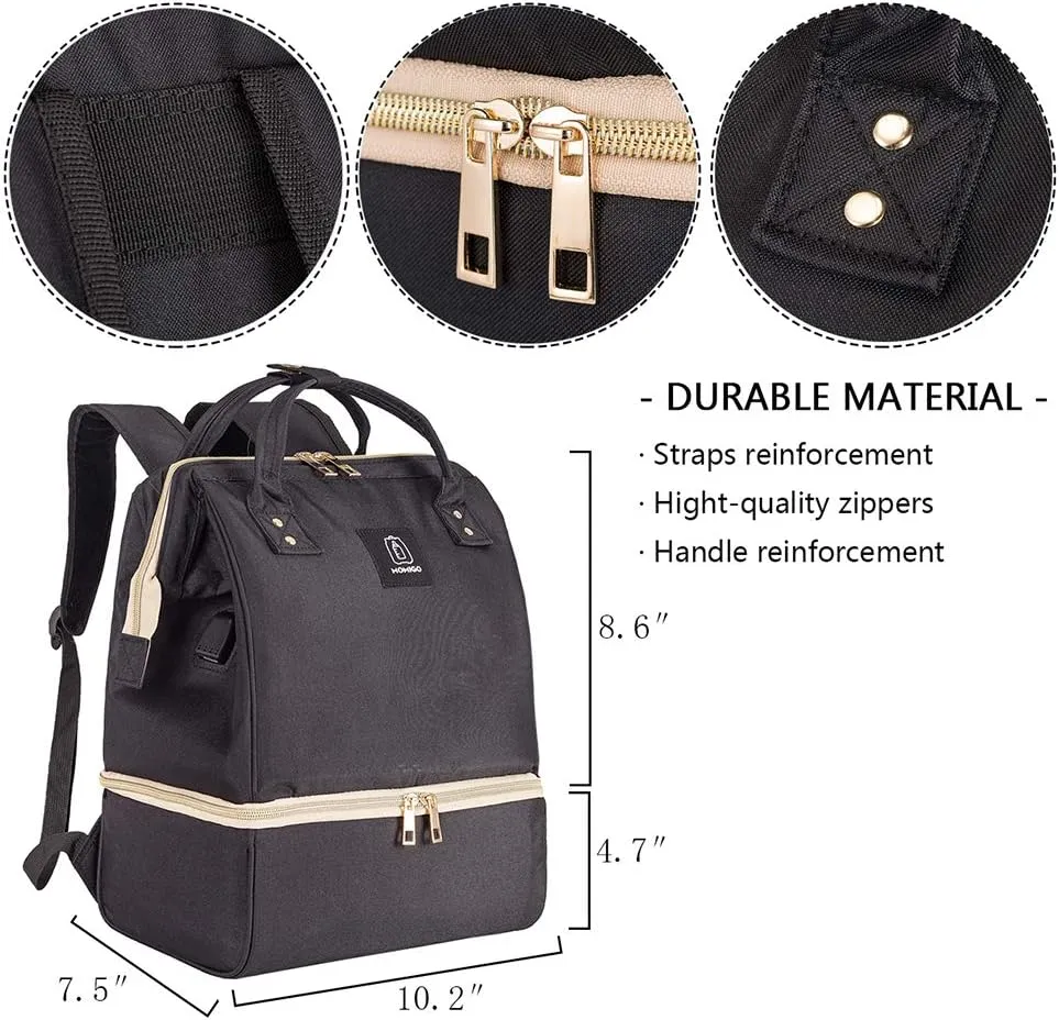 Breast Pump Backpack - Cooler and Moistureproof Bag Double Layer for Mother Outdoor Working Backpack with USB Charging Port, Large (Black)