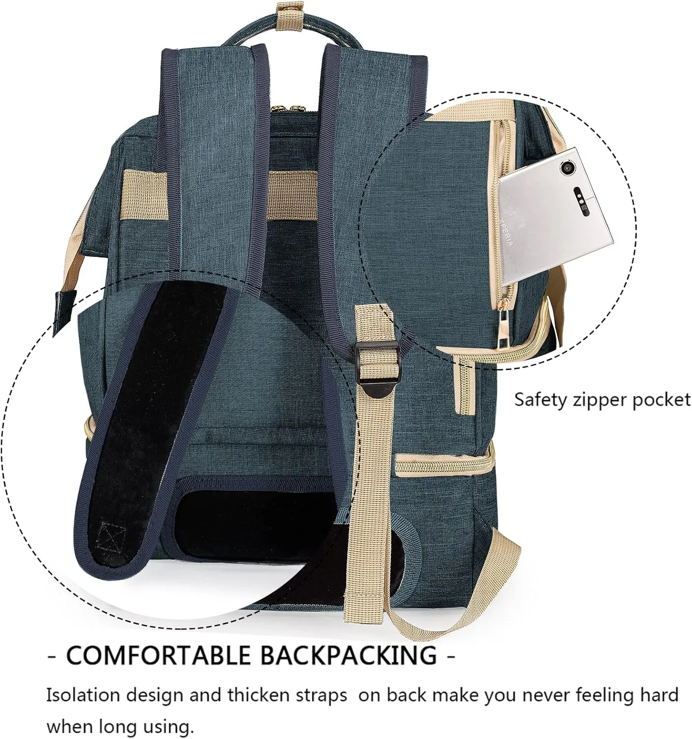 Breast Pump Backpack - Cooler and Moistureproof Bag Double Layer for Mother Outdoor Working Backpack with USB Charging Port, Large (Blue)