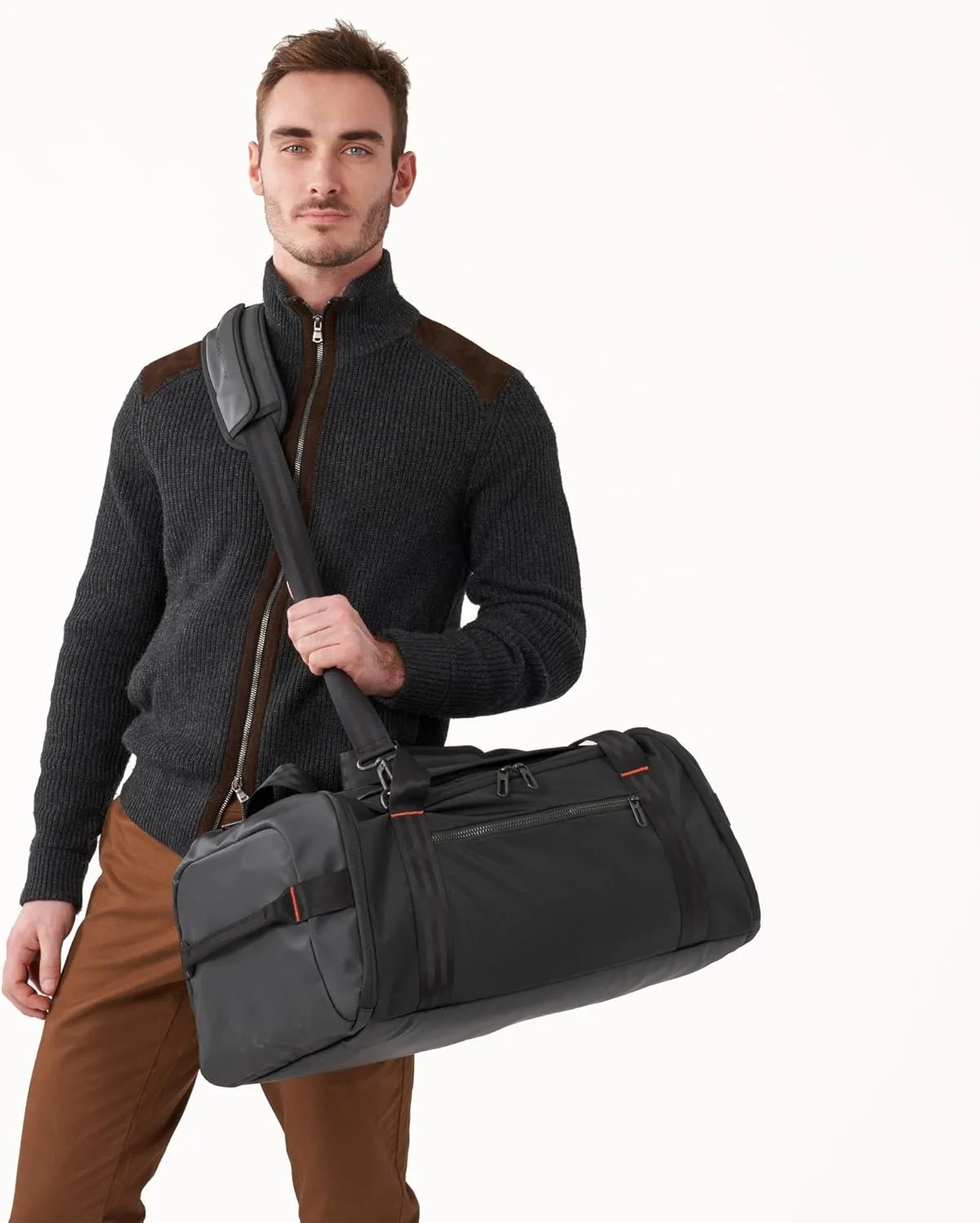 Briggs & Riley Large Travel Duffle Bag for Planes & Gym - Carry On Bag for Women & Men, Weekender & Overnight Luggage, Fits Most Overhead Bins, Adjustable Shoulder Strap - ZDX Collection, Black