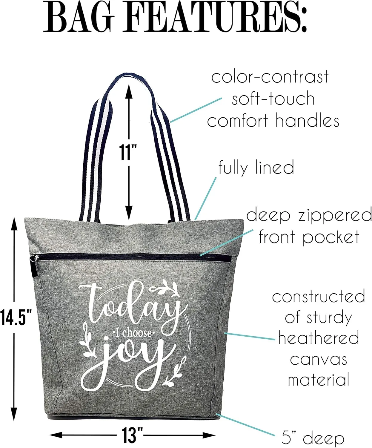 Brooke & Jess Designs Church Bags for Women - Bible Tote Bags for Women, Large Tote Bag for Womens with Zipper