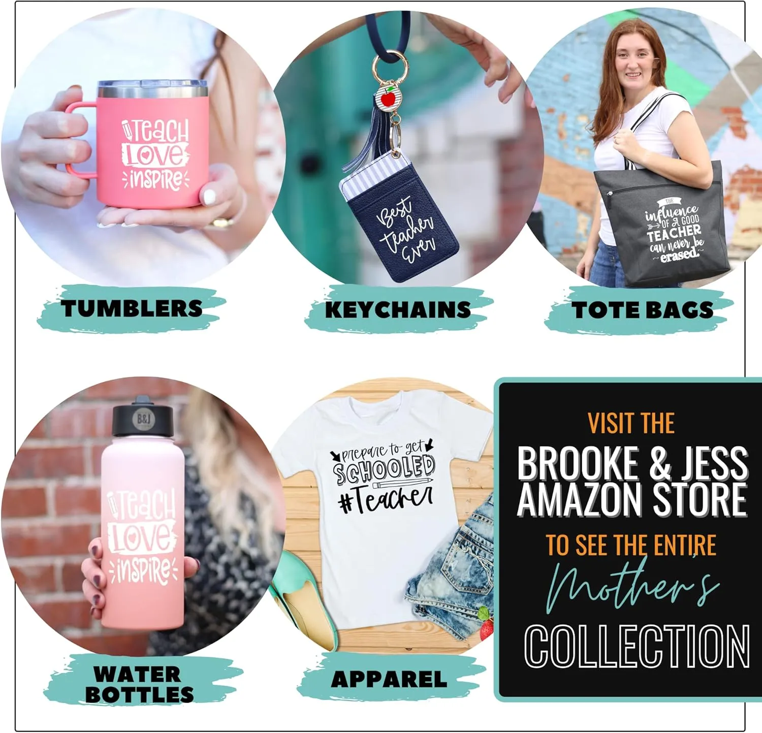 Brooke & Jess Designs Teacher Tote Bag for Work - Teacher Handbag Gifts for Women, Teacher Bag Best Teacher Appreciation Gift