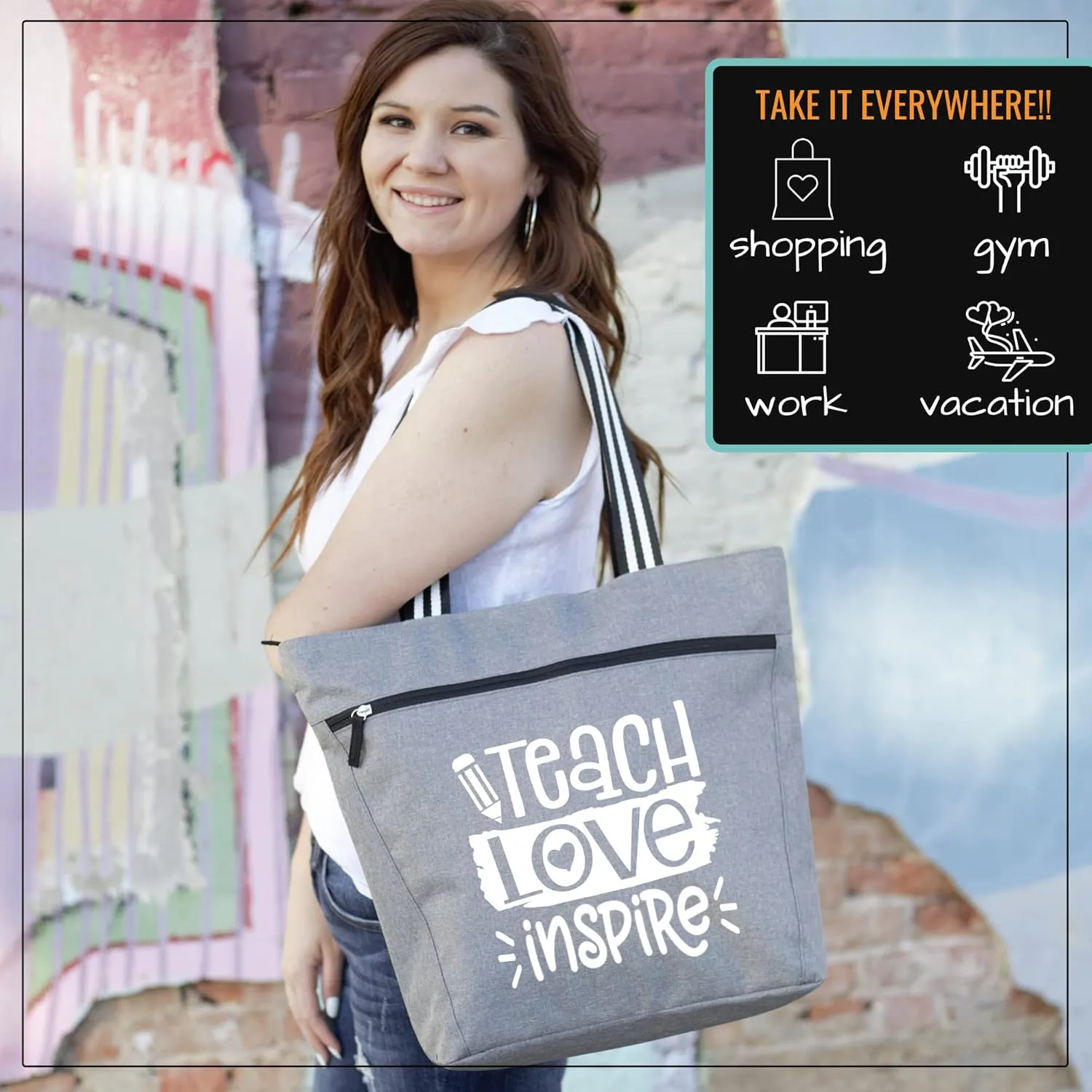 Brooke & Jess Designs Teacher Tote Bag for Work - Teacher Handbag Gifts for Women, Teacher Bag Best Teacher Appreciation Gift