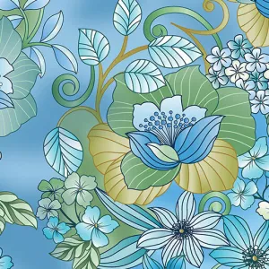 Butterfly Calypso by Benartex - Calypso Garden Blue by the yard 3594