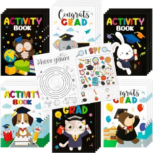 BWkoss Kindergarten Graduation Activity Books- Preschool Graduation Theme Mini Games Coloring Booklet Set for Kids Bulk Mazes Word Search Games for School Ceremony Party Goodie Bags Stuffers Favors