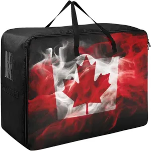 Canadian Flag Smoke Art Storage Bags, 27.5x19.7x11 In, Reusable and Sustainable Zippered Storage Bag for Closet Comforter, Pillow, Quilt