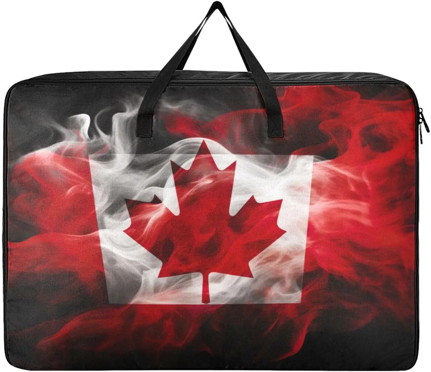 Canadian Flag Smoke Art Storage Bags, 27.5x19.7x11 In, Reusable and Sustainable Zippered Storage Bag for Closet Comforter, Pillow, Quilt
