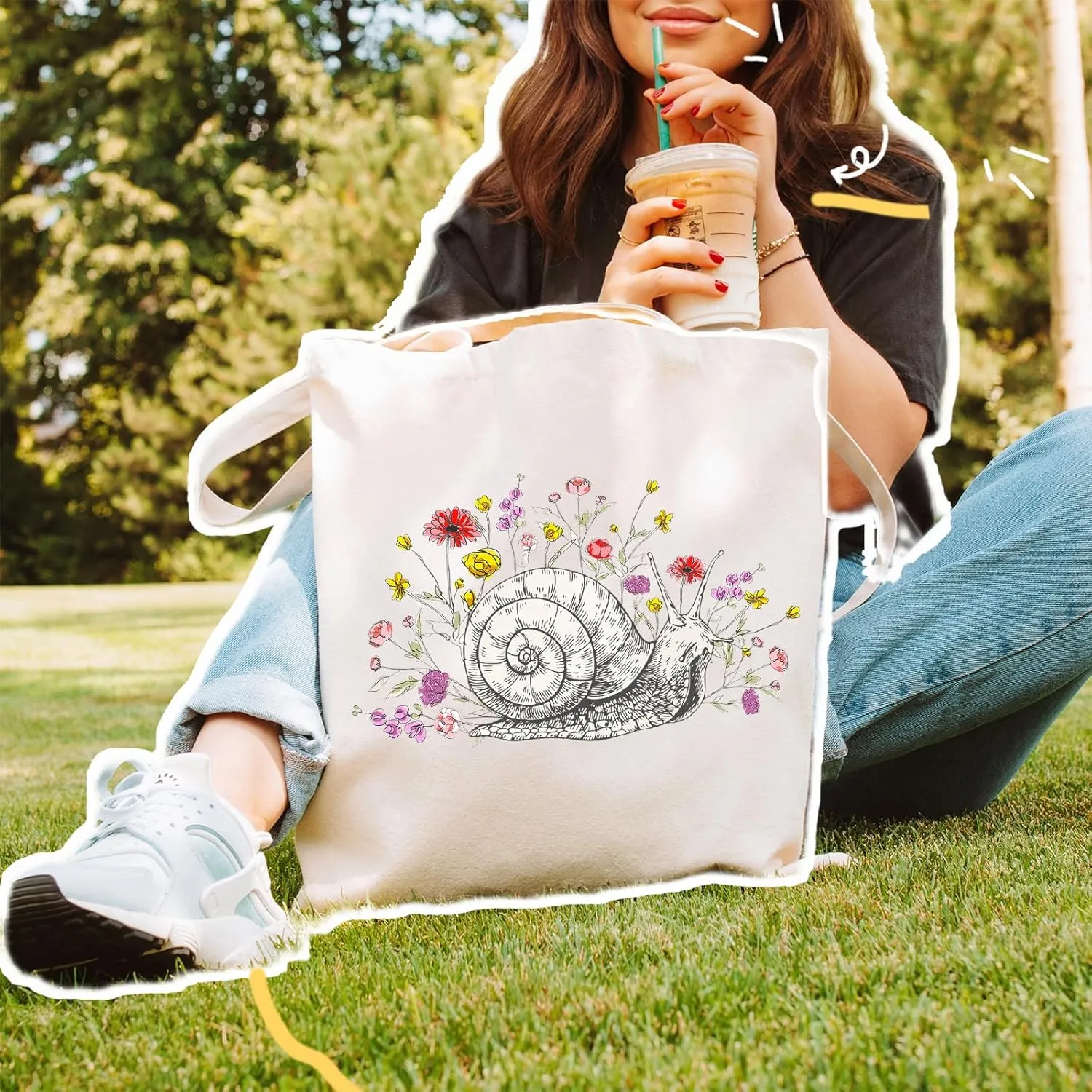Canvas Aesthetic Tote for Women, Teacher, Mom - Cat & Dog Lover Cute Shoulder Shopping Bag