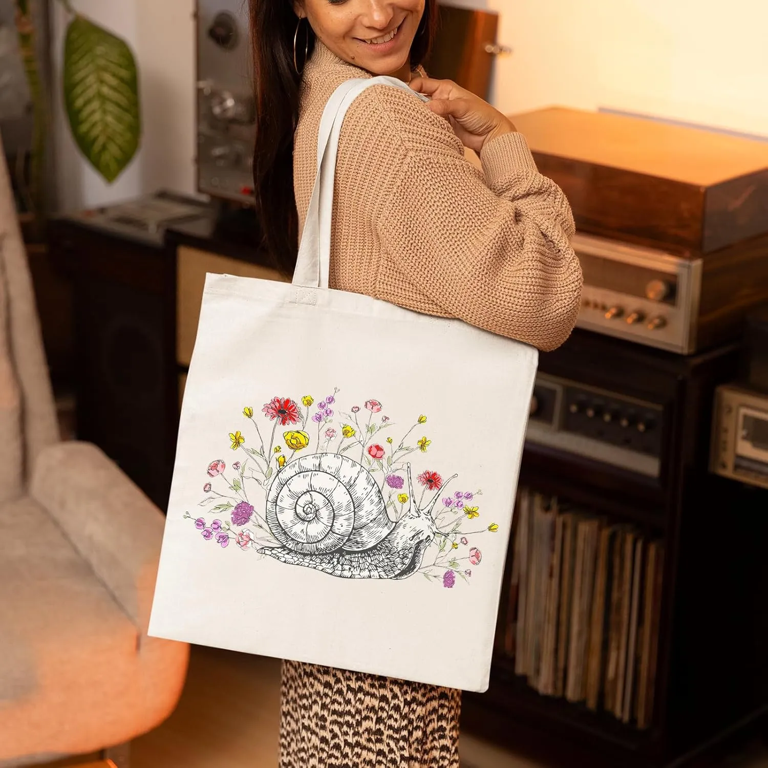 Canvas Aesthetic Tote for Women, Teacher, Mom - Cat & Dog Lover Cute Shoulder Shopping Bag
