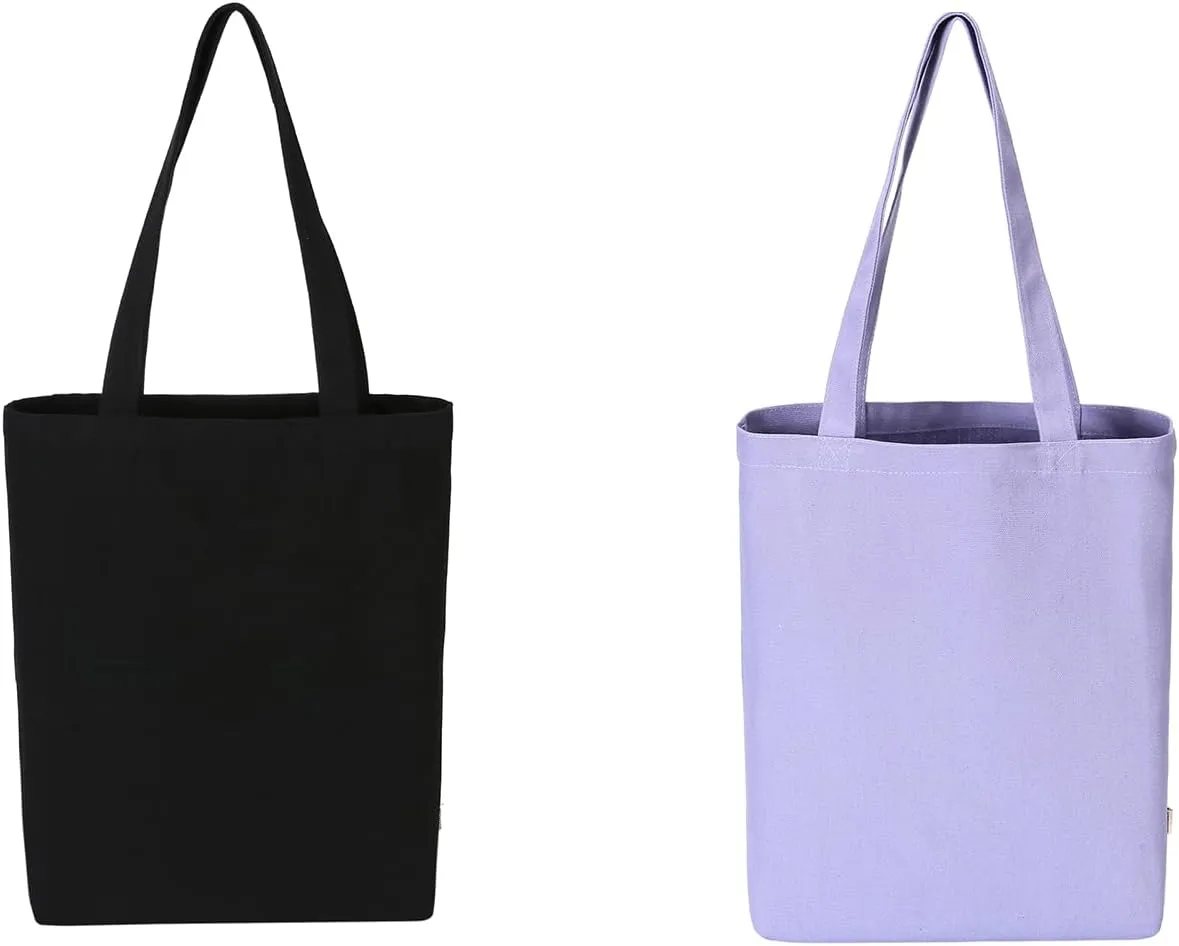 Canvas Book Tote Bag for Women Library Cloth Reusable Grocery Bags
