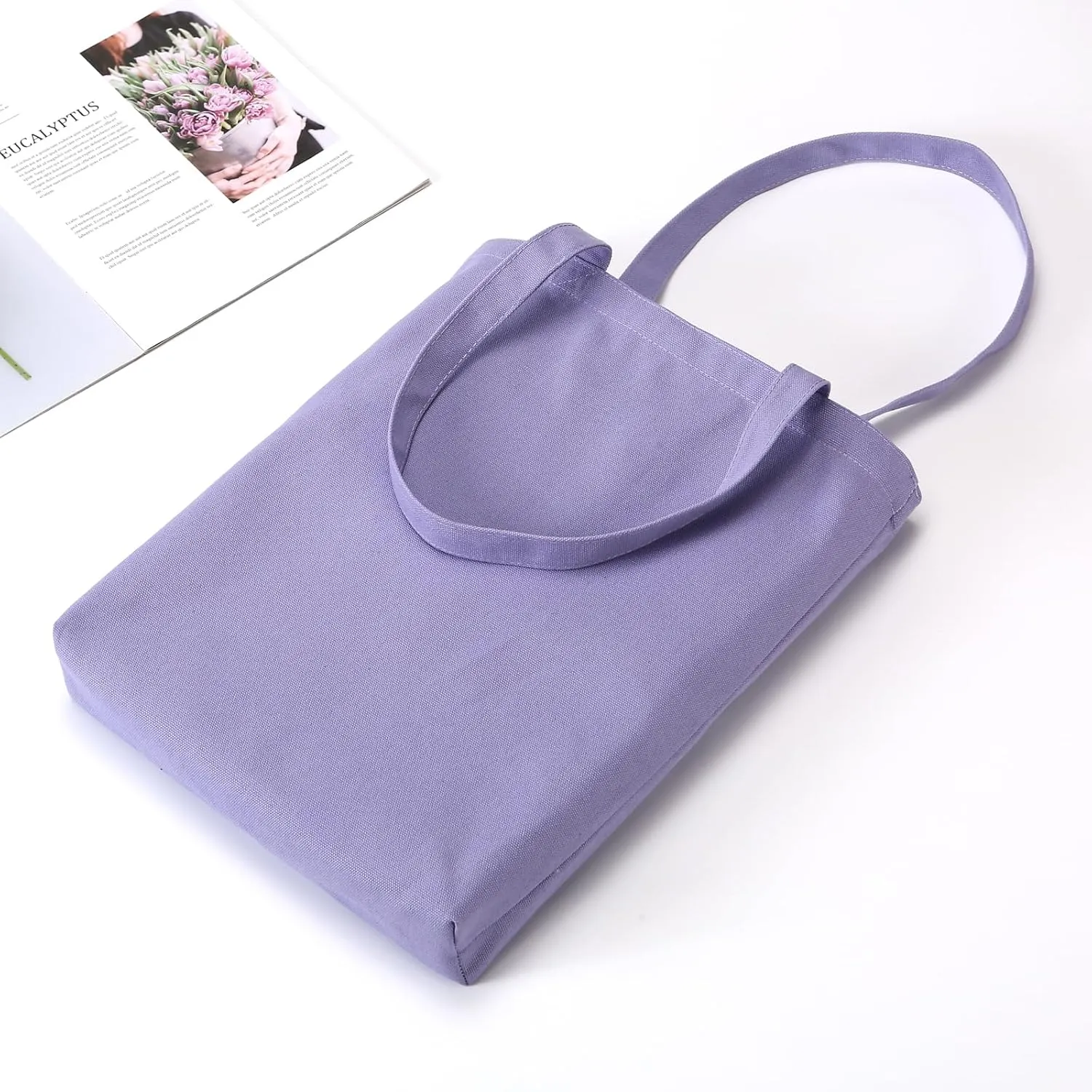 Canvas Book Tote Bag for Women Library Cloth Reusable Grocery Bags