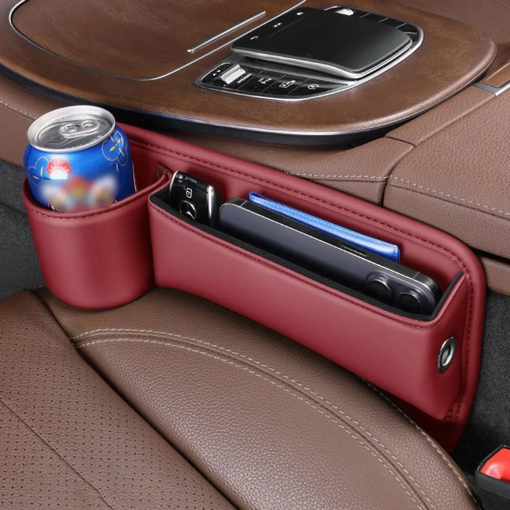 Car Seat Gap Filler Organizer for BMW Mini Paceman (R61) 2013 2014 2015 2016, Car Gap Filler Car Seat Storage Box Seat Gap Storage Box Car Accessories,Red